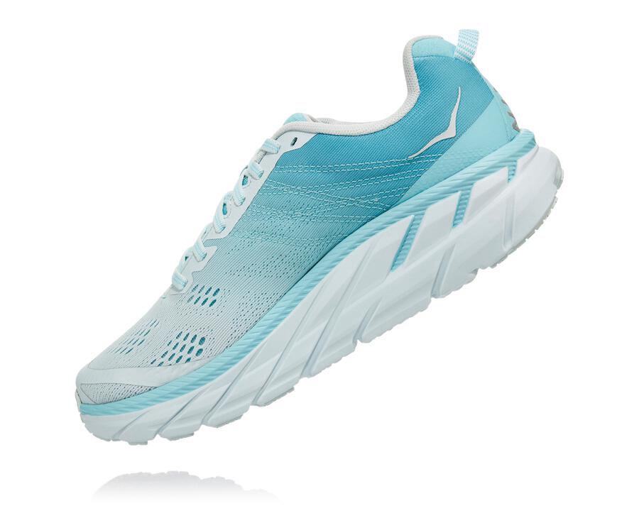 Hoka One One Womens Walking Shoes - Clifton 6 - Blue/White - ZIJN87465